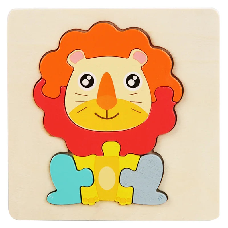 ELMAS Kids 3D Wooden Puzzle Cartoon Animals Gift - Al Masam Stationery LLC