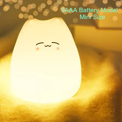 ELMAS Adorable Cat Night Light - 7-Color Touch Lamp