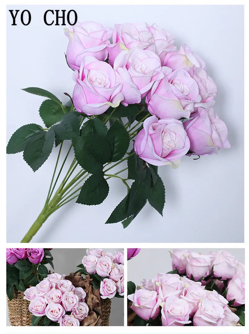 ELMAS 12 Heads Royal Blue Silk Flowers Bouquet Decor - Al Masam Stationery LLC