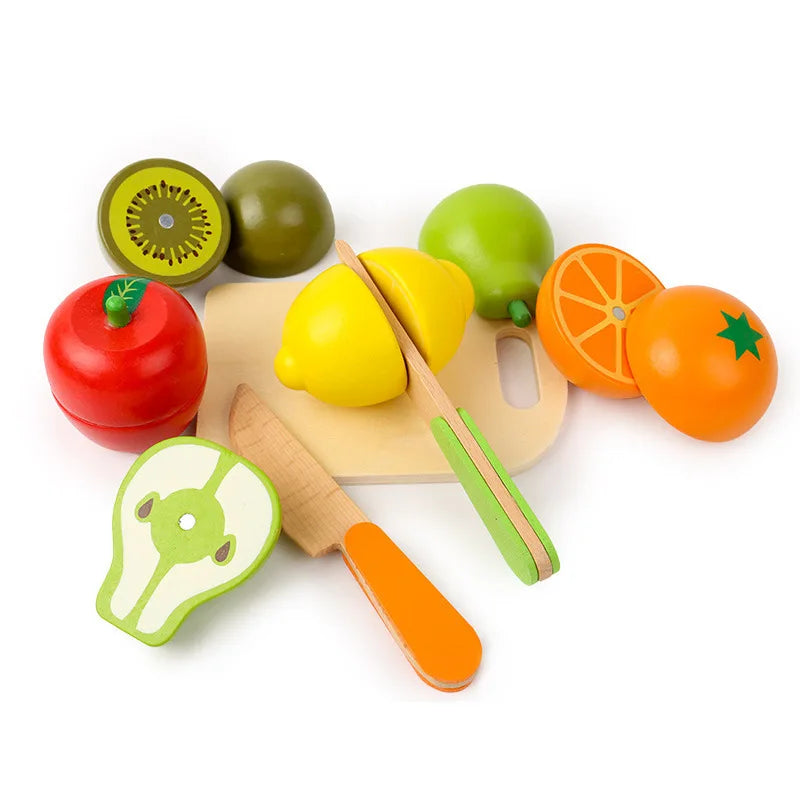 ELMAS Wooden Toy Cutting Fruit and Vegetables Play Set - Al Masam Stationery LLC