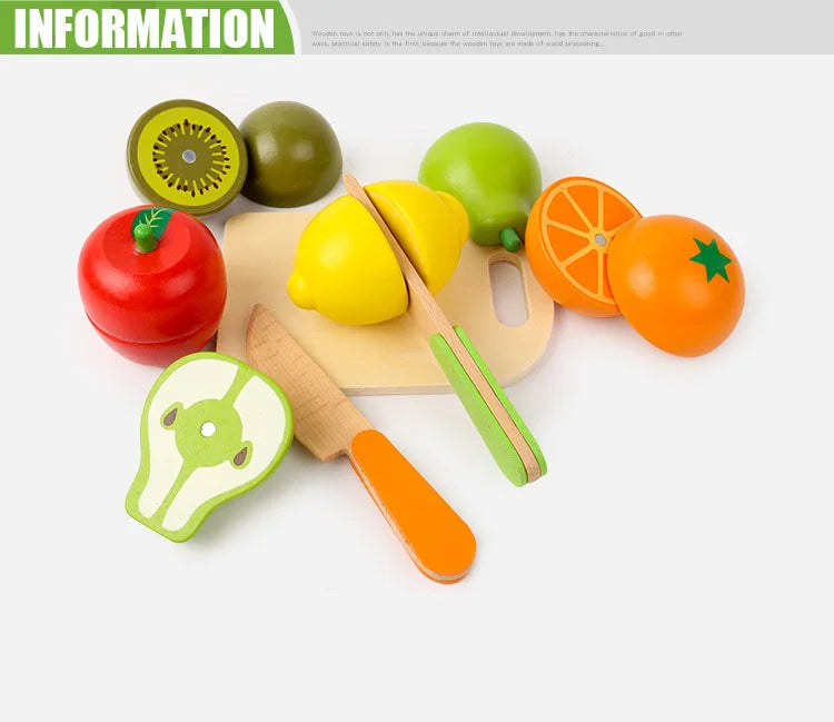 ELMAS Wooden Toy Cutting Fruit and Vegetables Play Set - Al Masam Stationery LLC