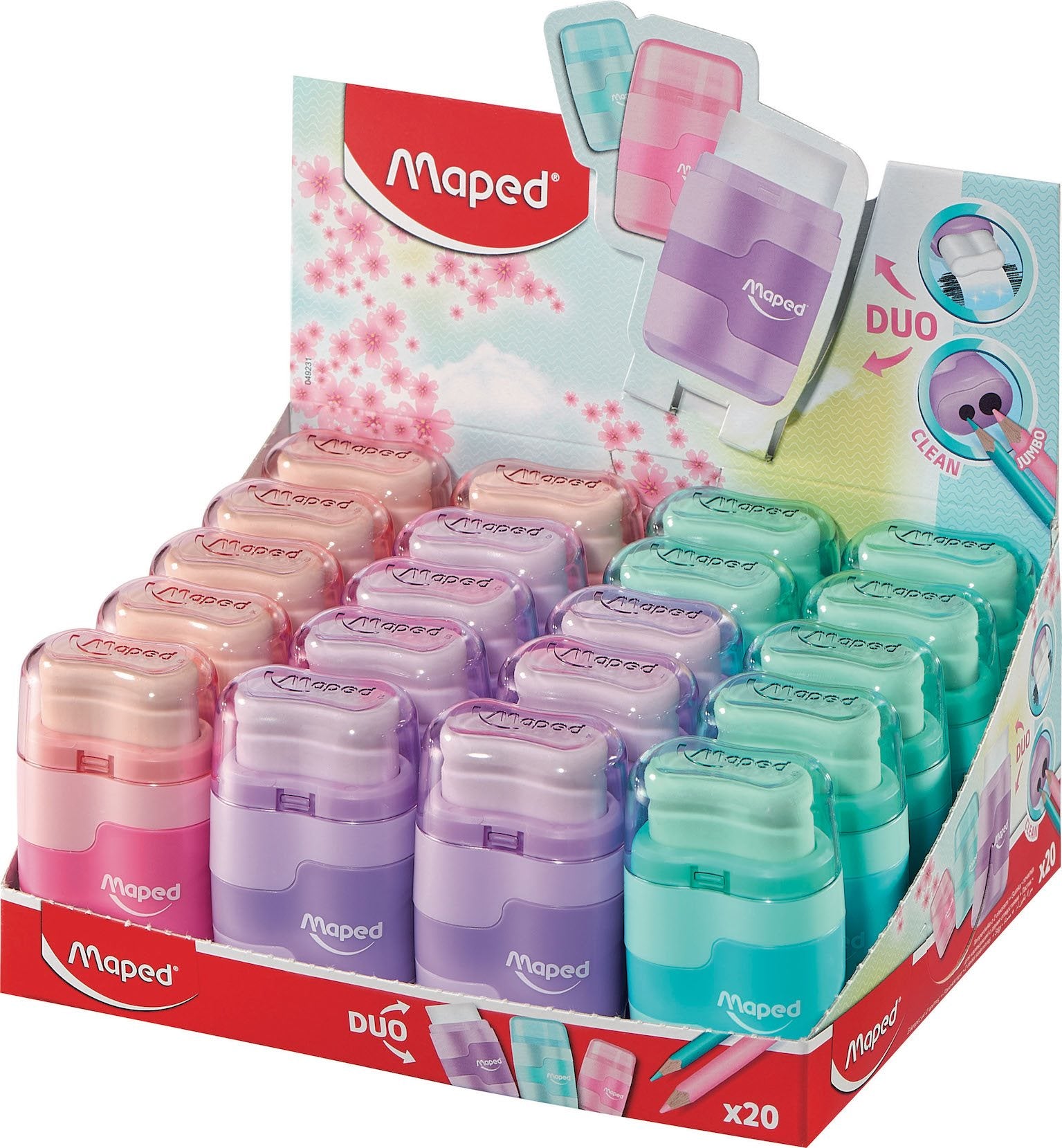 Maped 2 Hole Sharpner Eraser Display - Al Masam Stationery LLC Main image