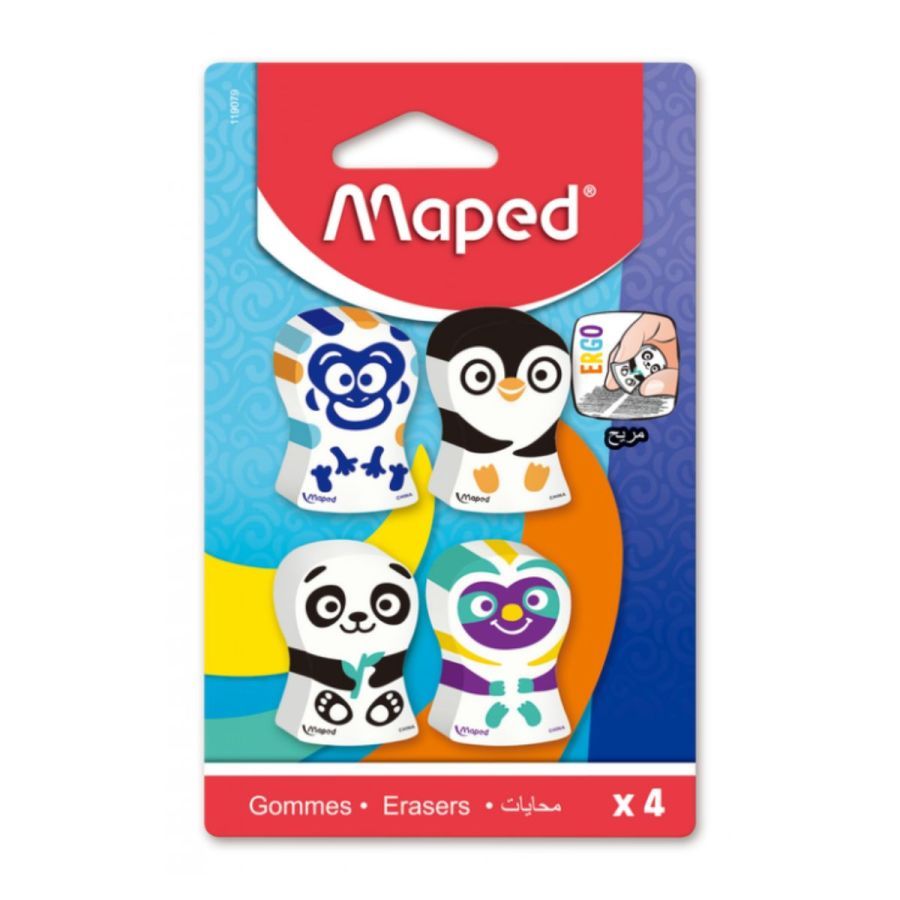 Maped Ergo Fun Eraser Assorted Colors Pack - Al Masam Stationery LLC Main image