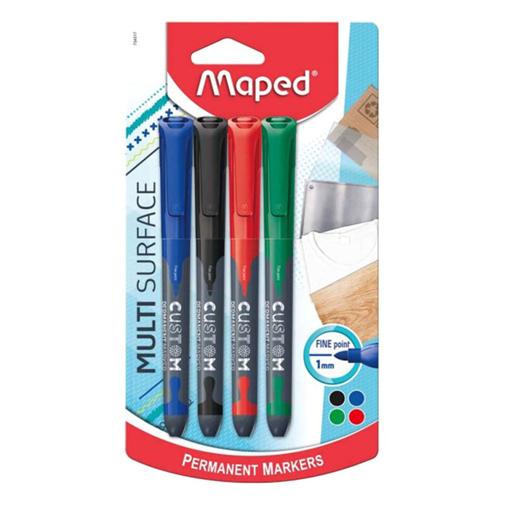 Maped Permanent Marker Bullet Tip Custom 4 Pcs - Al Masam Stationery LLC Main image