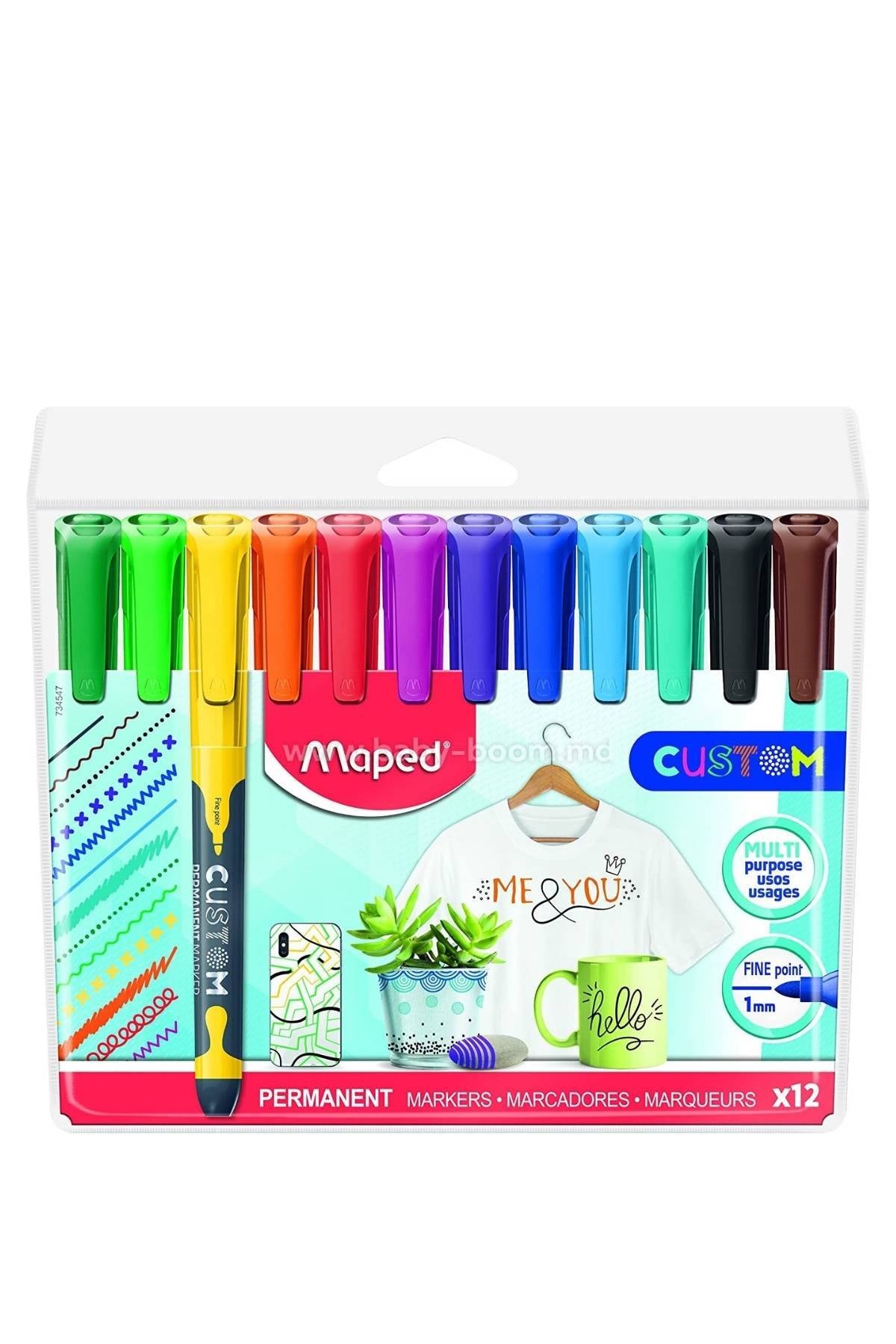 Maped Permanent Marker Bullet Tip Custom 12 Pcs - Al Masam Stationery LLC Main image