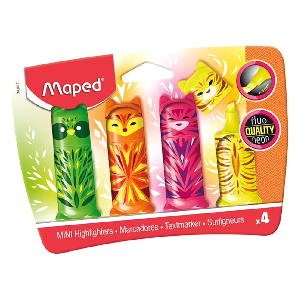 Maped Mini Friends Pocket Highlighter 4 Colors Pack - Al Masam Stationery LLC