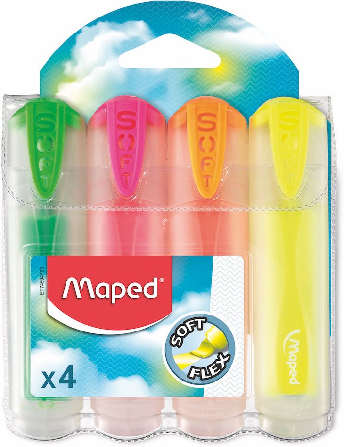 Maped Soft Translucent Highlighter 4 Pcs Pack - Al Masam Stationery LLC Main image