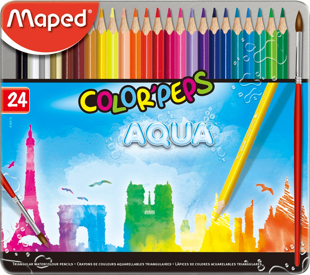 Maped Metal Color'speps Watercolor Pencil 24 Colors Pack - Al Masam Stationery LLC Main image