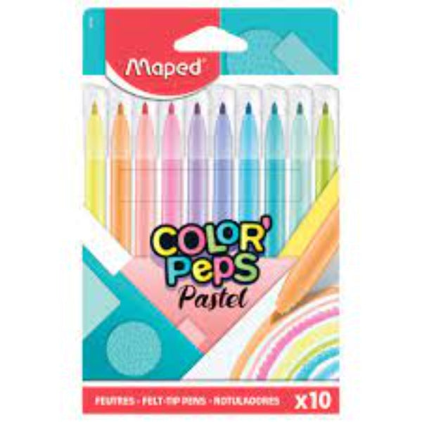 Maped Color Peps Fel Tip Jungle Pastel Pen 10 Colors - Al Masam Stationery LLC Main image