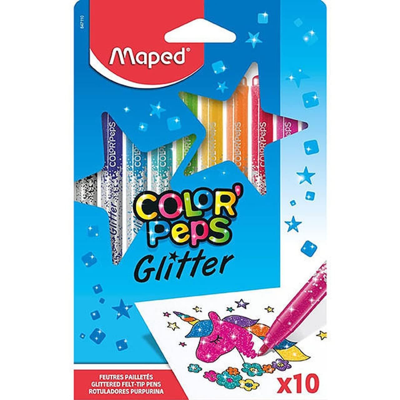 Maped Felt Tip Glitter Pen 10 Colors - Al Masam Stationery LLC Main image