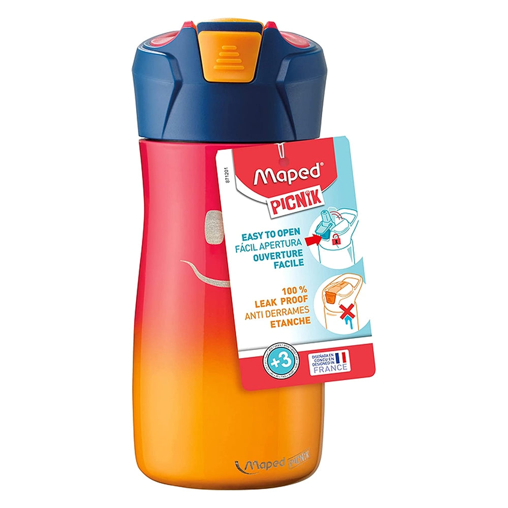 Mapped Picnic Water Bottle 430ml Pink - Al Masam Stationery LLC