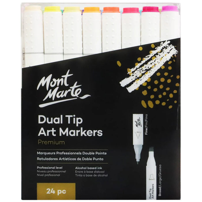 Mont Marte Dual Tip Alcohol Art Markers 24pc for Illustration, Manga & Smooth Blending - Al Masam Stationery LLC - art & craft - art & craft