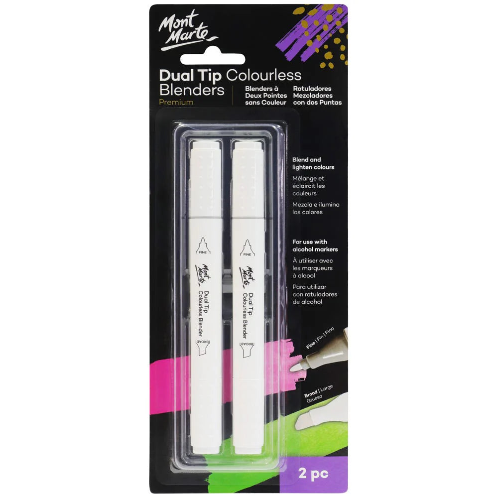 Mont Marte Colourless Alcohol Blender Markers 2pc for Smooth Blending & Highlights Main image
