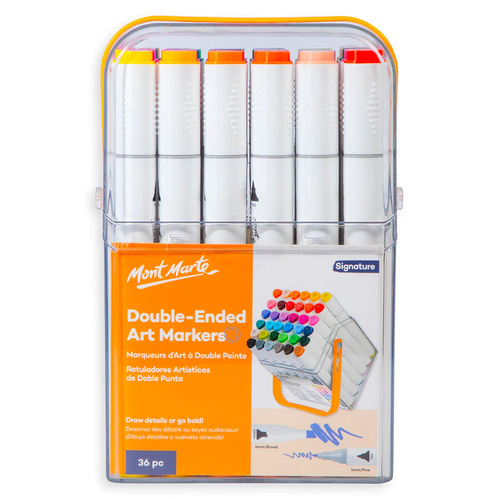 Mont Marte Double-Ended Art Markers 36pc Case Set for Sketching, Colouring & Design Main image