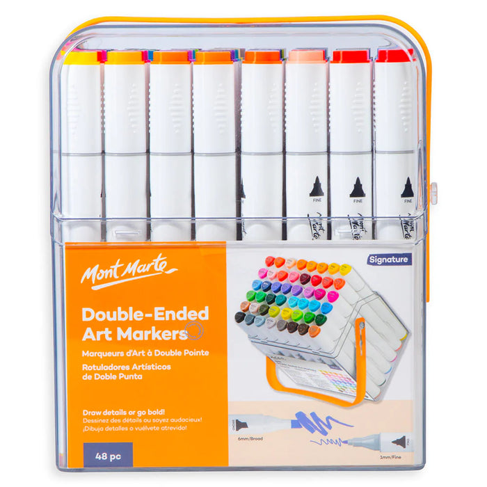 Mont Marte Double-Ended Art Markers 48pc Case Set for Illustration, Manga & Colouring - Al Masam Stationery LLC - art & craft - art & craft