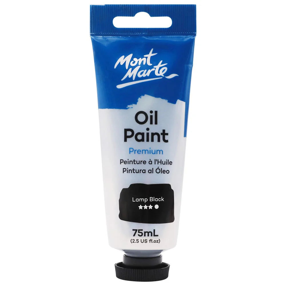 Mont Marte Oil Paint 75ml Lamp Black for Canvas, Fine Art & Studio Painting