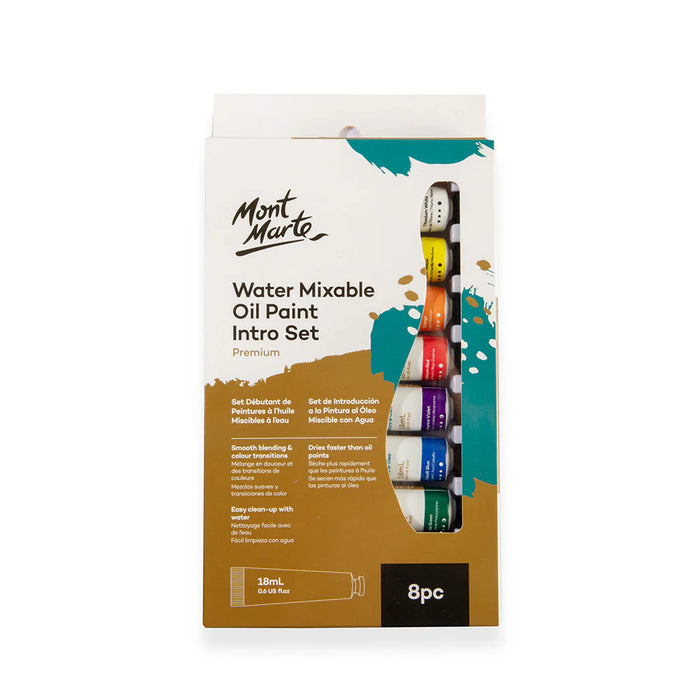 Mont Marte Water Mixable Oil Paint Intro Set 8pc x 18ml for Beginners & Canvas Art - Al Masam Stationery LLC - art & craft - art & craft