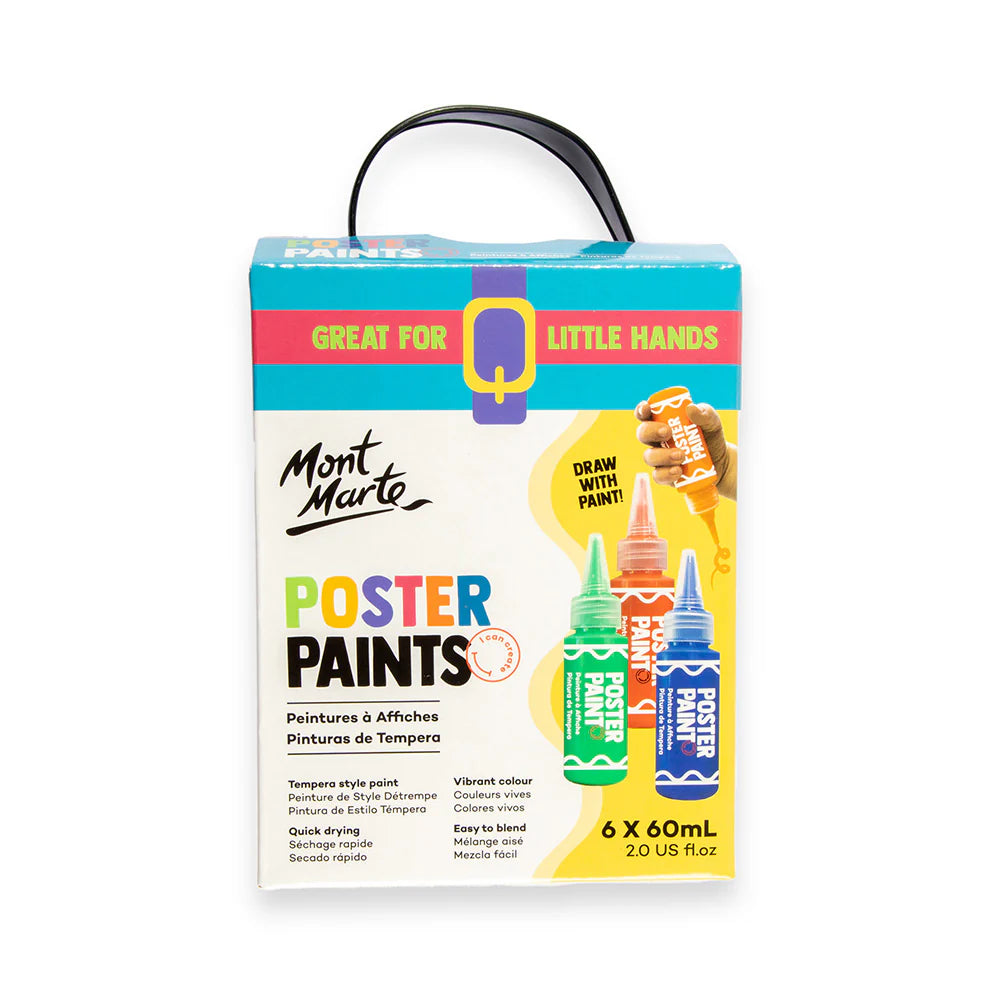 Mont Marte Poster Paint Set 6pc x 60ml for School Projects, Posters & Craft Painting Main image
