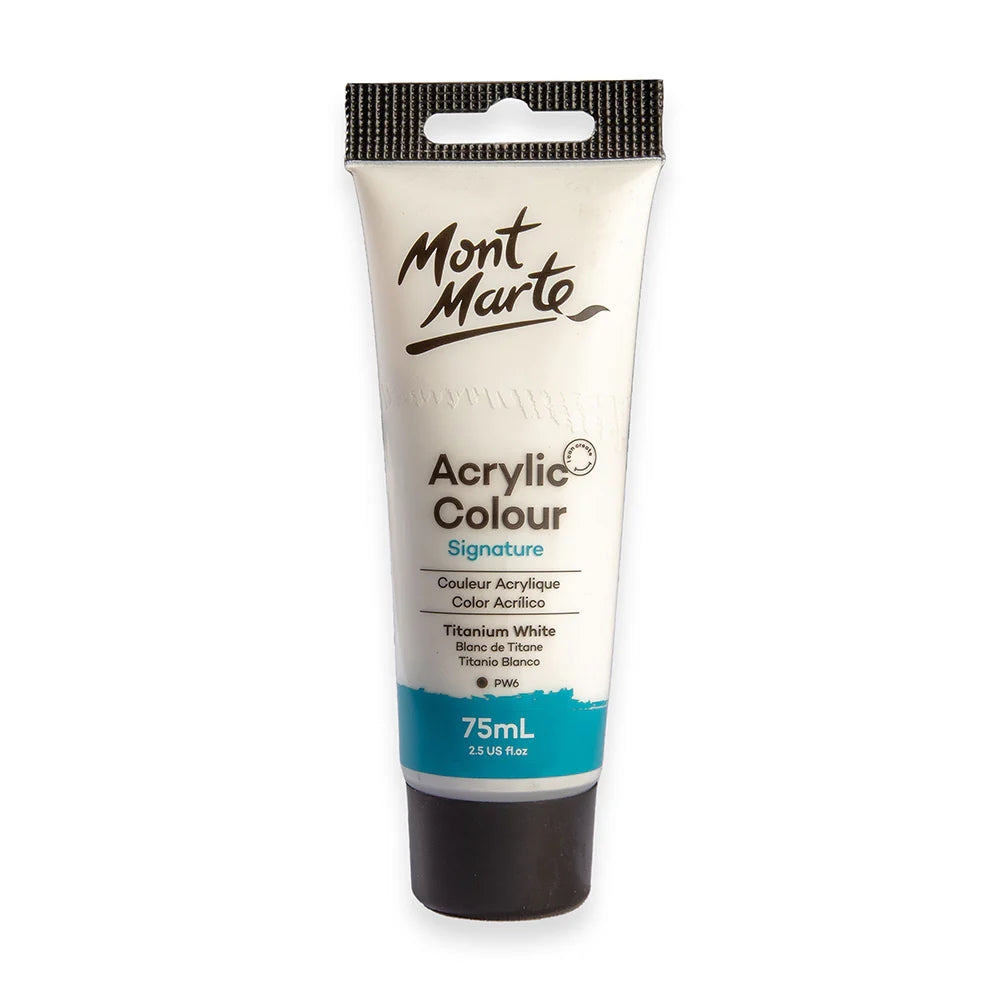 Mont Marte Acrylic Colour Paint 75ml Titanium White for Canvas, Crafts & School Art Main image