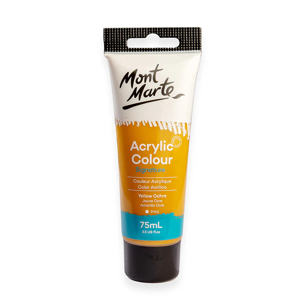 Mont Marte Acrylic Colour Paint 75ml Yellow Ochre for Canvas, Crafts & School Art Main image