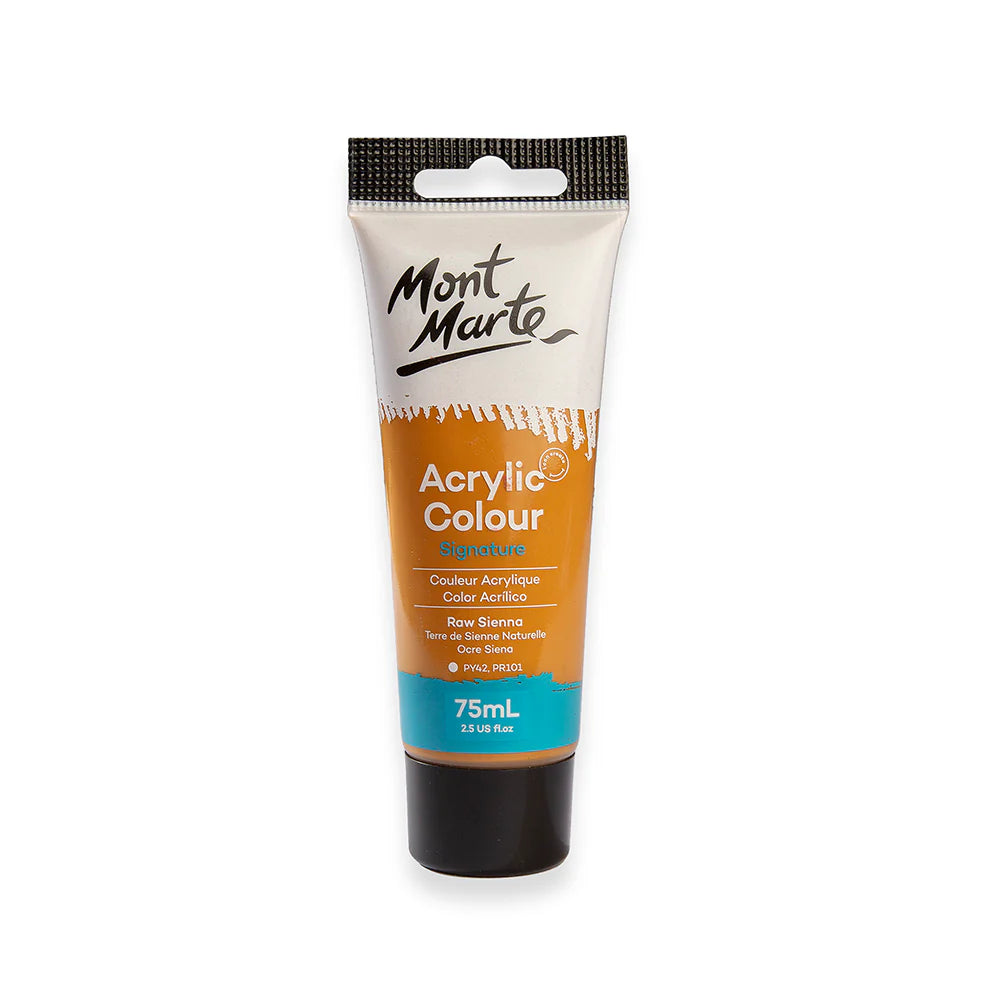 Mont Marte Acrylic Colour Paint 75ml Raw Sienna for Canvas, Crafts & School Art