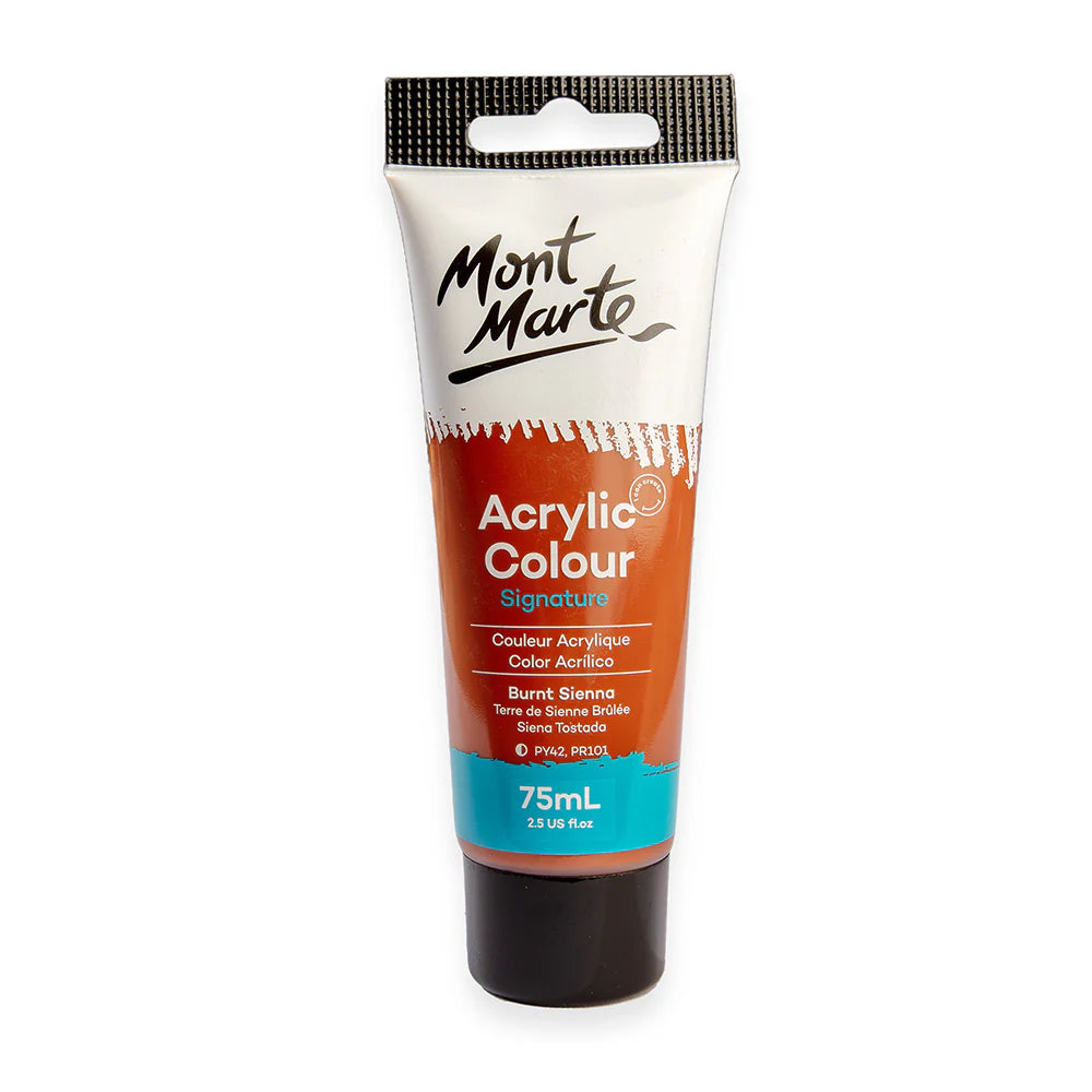 Mont Marte Acrylic Colour Paint 75ml Burnt Sienna for Canvas, Crafts & School Art Main image