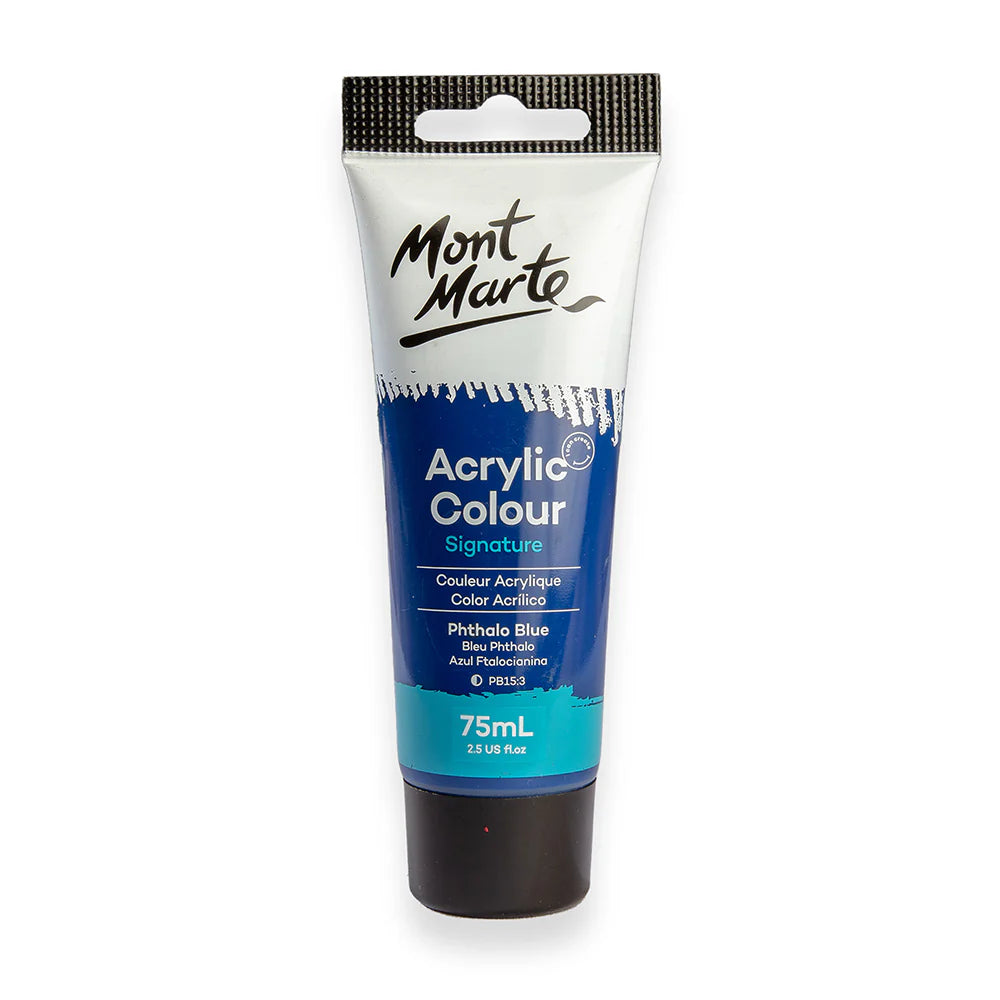 Mont Marte Acrylic Colour Paint 75ml Phthalo Blue for Canvas, Crafts & School Art