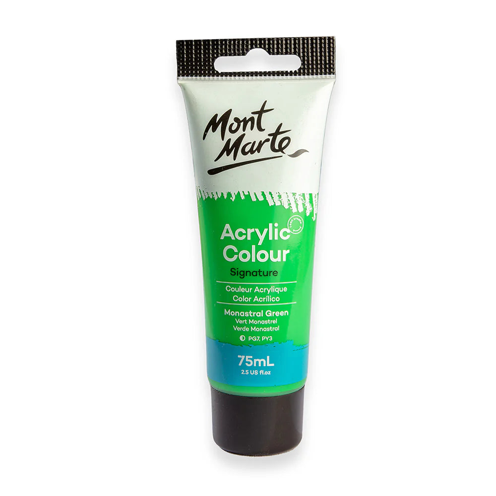 Mont Marte Acrylic Colour Paint 75ml Monastral Green for Canvas, Crafts & School Art
