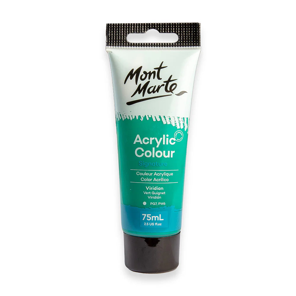 Mont Marte Acrylic Colour Paint 75ml Viridian for Canvas, Crafts & School Art