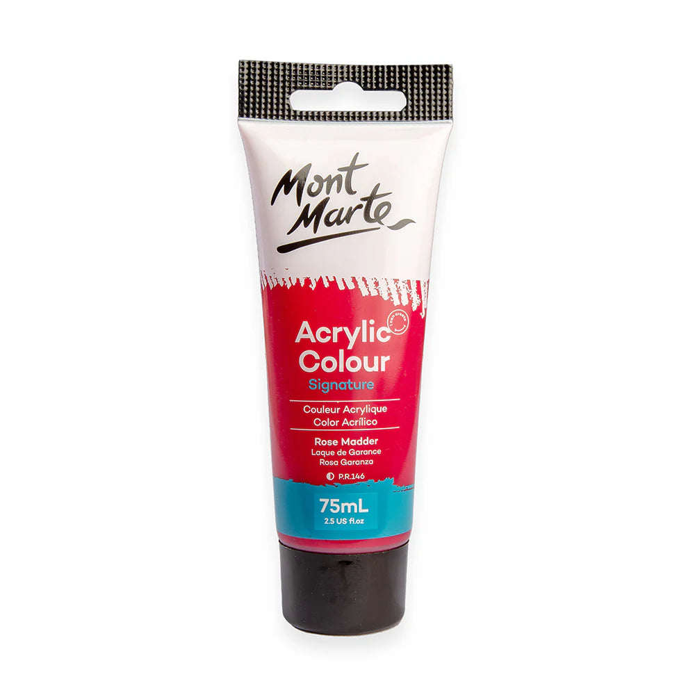Mont Marte Acrylic Colour Paint 75ml Rose Madder for Canvas, Crafts & School Art Main image