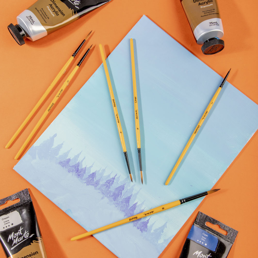 Mont Marte Gallery Series Acrylic Brush Set 6pc for Canvas & Studio Painting