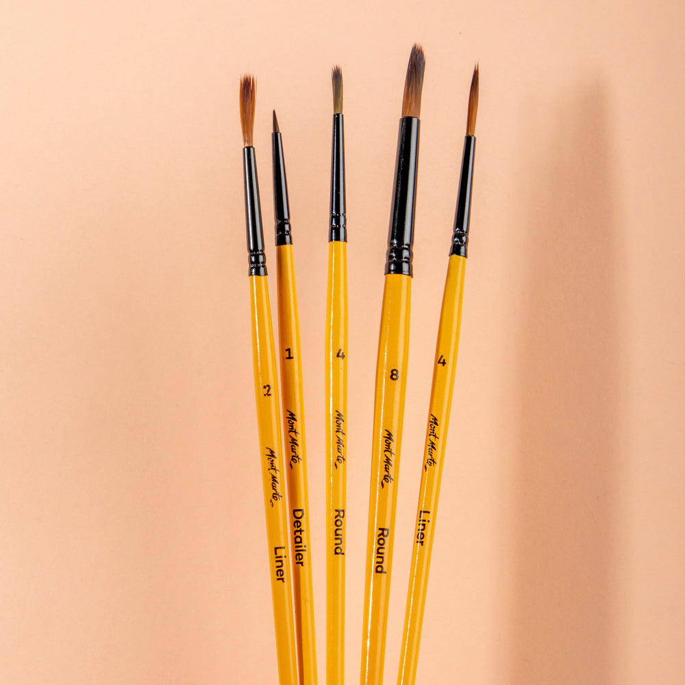 Mont Marte Gallery Series Acrylic Brush Set 6pc for Canvas & Studio Painting