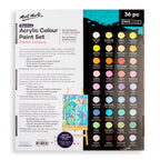 Mont Marte Pastel Acrylic Paint Set 36pc x 36ml for Canvas, Crafts & Soft Colour Artwork