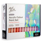 Mont Marte Pastel Acrylic Paint Set 48pc x 36ml for Canvas, Crafts & Soft Colour Artwork
