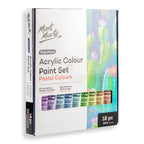 Mont Marte Pastel Acrylic Paint Set 18pc x 36ml for Canvas, Crafts & Soft Colour Artwork