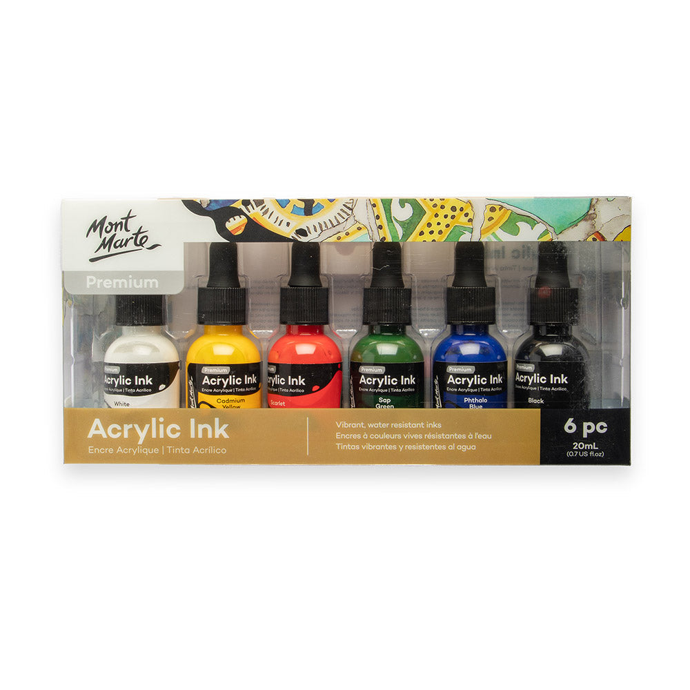 Mont Marte Acrylic Ink Set 6pc x 20ml for Pouring, Illustration & Mixed Media Art Secondary image