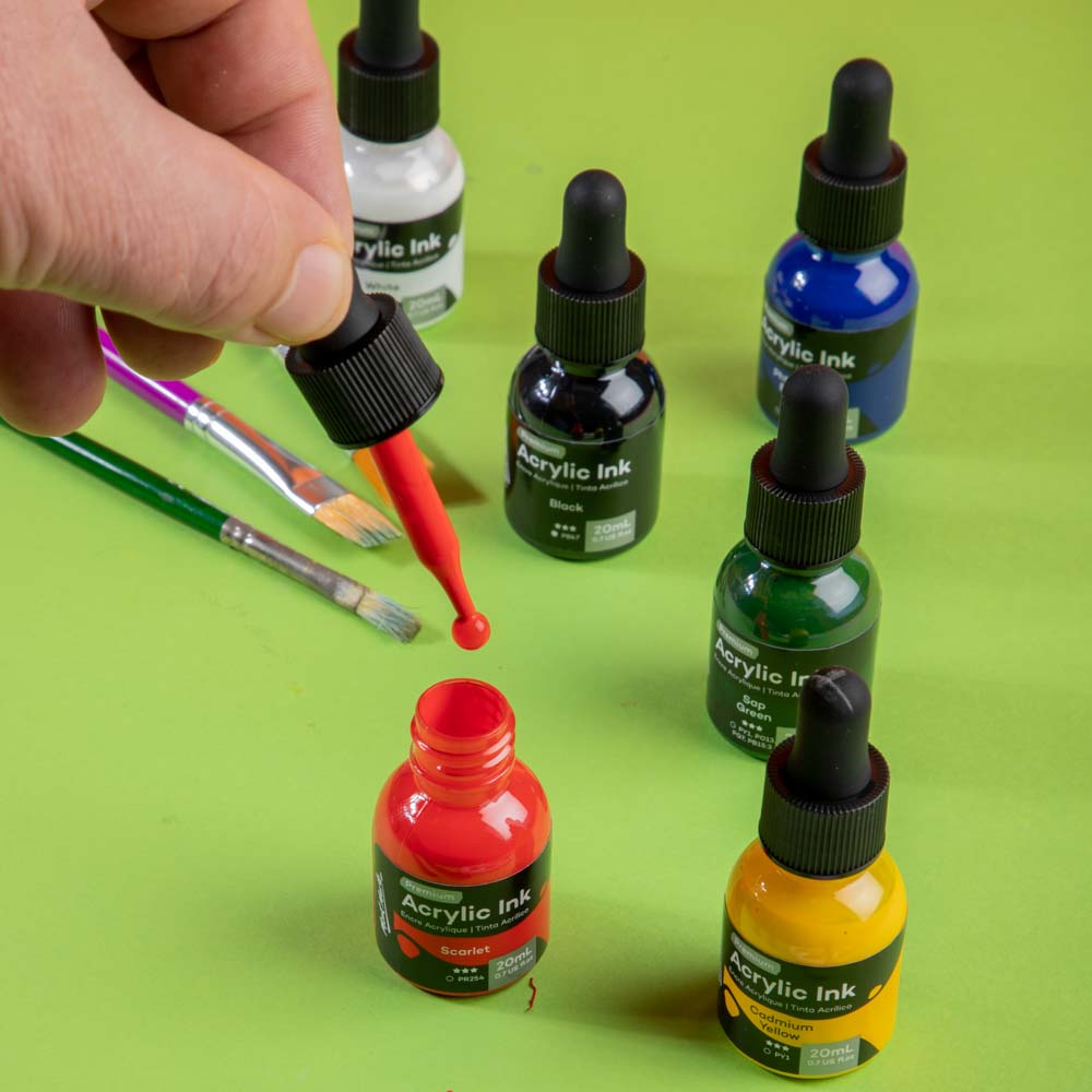 Mont Marte Acrylic Ink Set 6pc x 20ml for Pouring, Illustration & Mixed Media Art