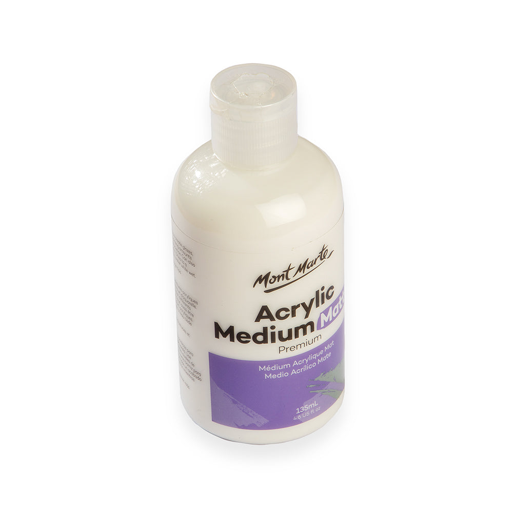 Mont Marte Matte Acrylic Medium 135ml for Non-Gloss Finish & Paint Mixing