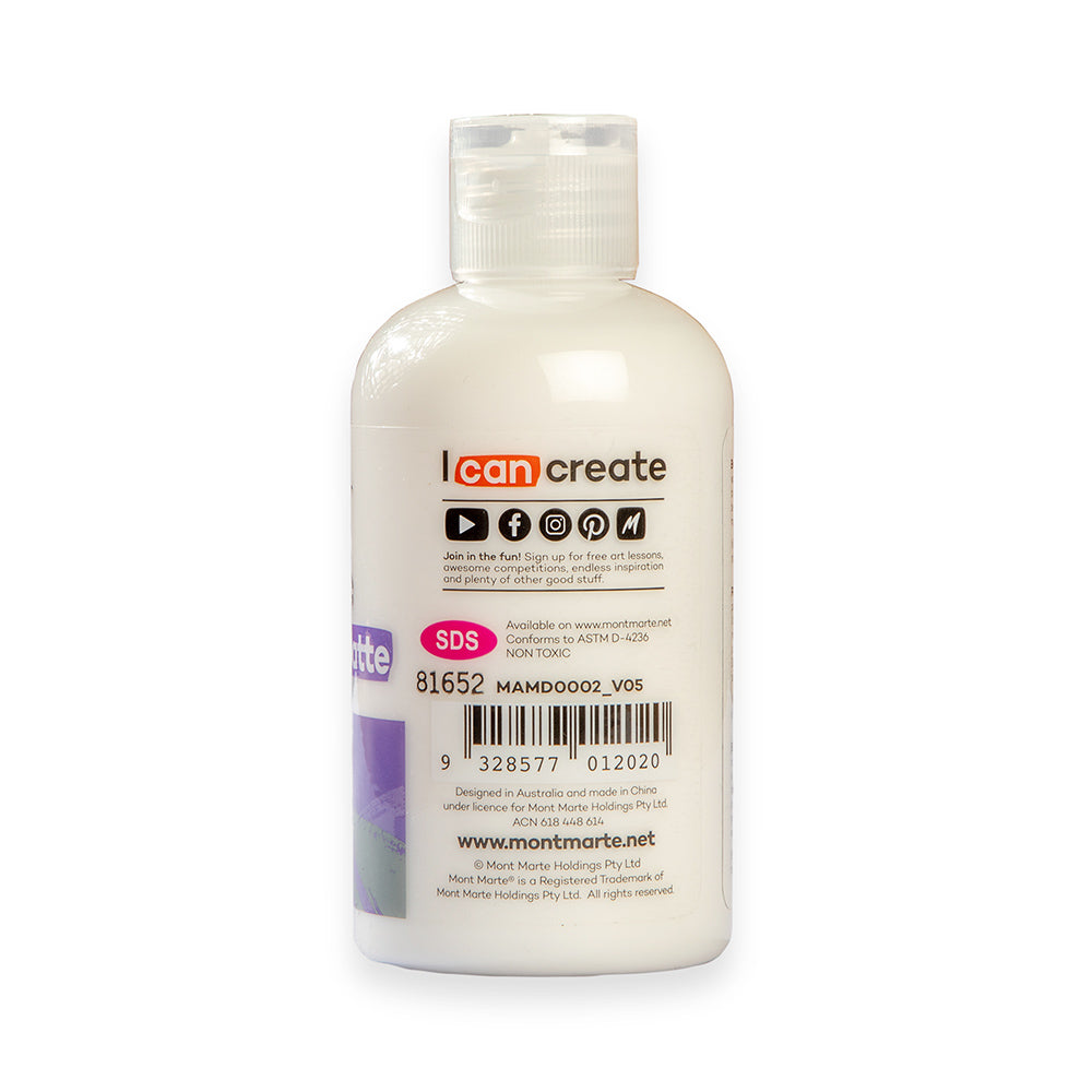 Mont Marte Matte Acrylic Medium 135ml for Non-Gloss Finish & Paint Mixing