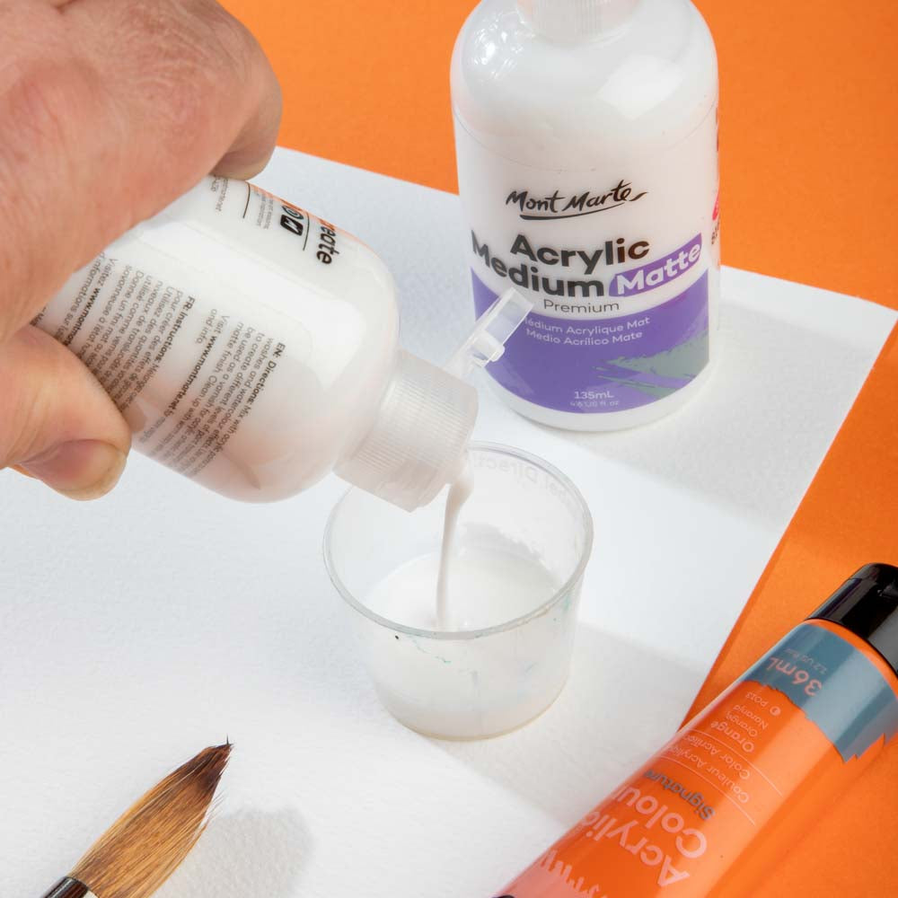 Mont Marte Matte Acrylic Medium 135ml for Non-Gloss Finish & Paint Mixing