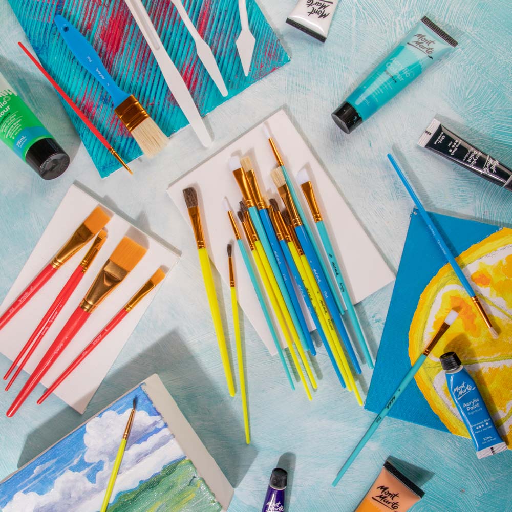 Mont Marte Assorted Paint Brush Pack 26pc for Classroom, Craft & Studio Use