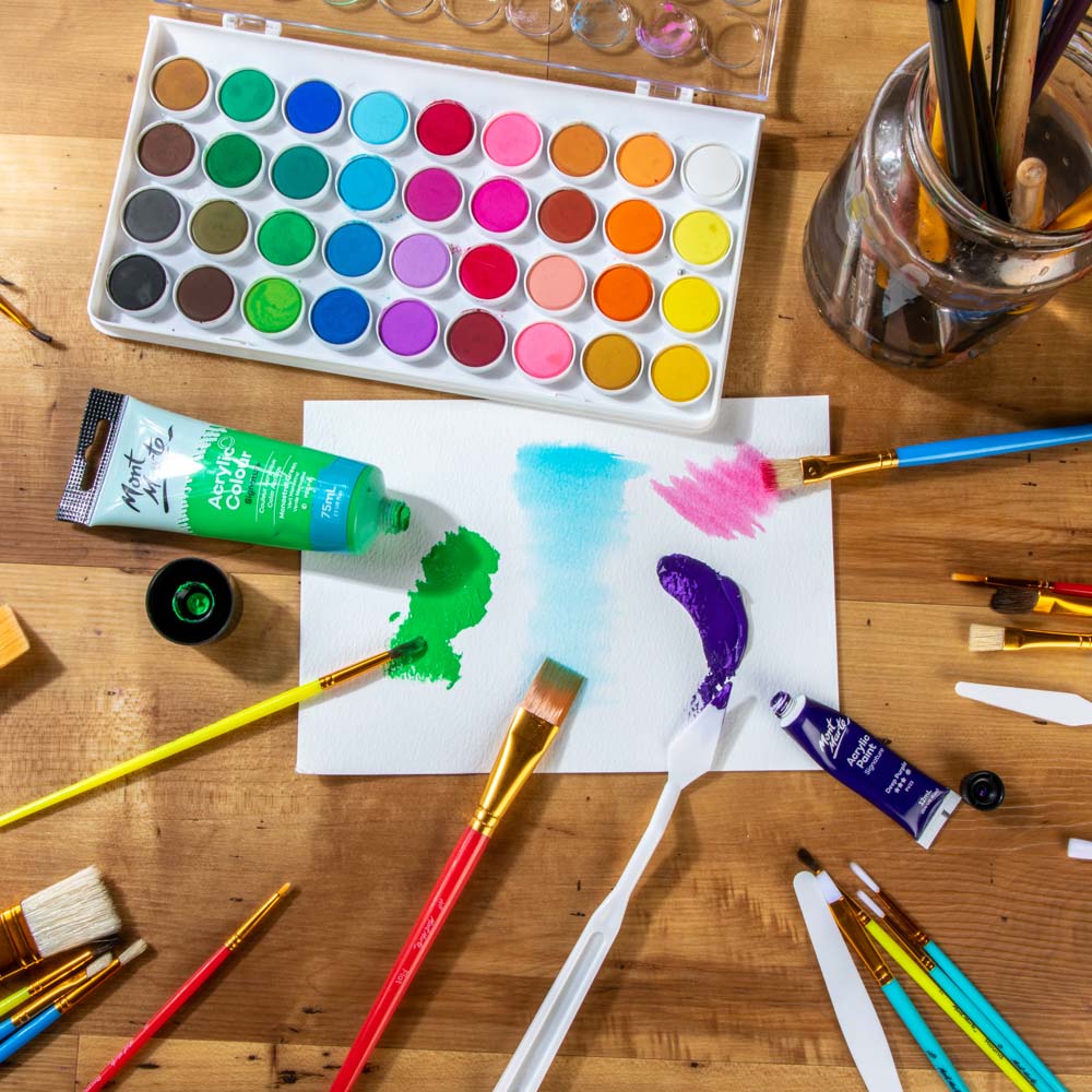 Mont Marte Assorted Paint Brush Pack 26pc for Classroom, Craft & Studio Use