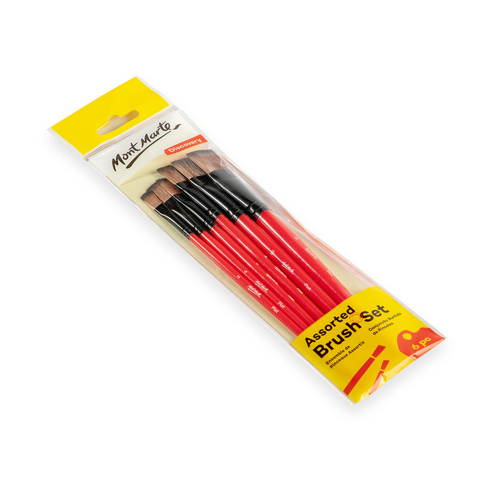 Mont Marte Assorted Artist Brush Set 6pc for School, Hobby & Craft Painting