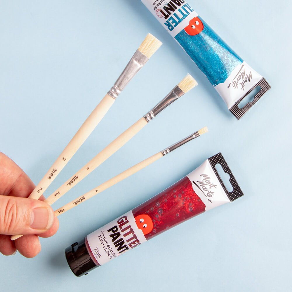 Mont Marte - BMHS0038 - 3pc Brush Set for Acrylic, Watercolour & Beginner Art Projects