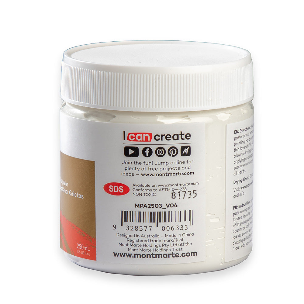 Mont Marte Crackle Paste 250ml for Vintage Texture, Mixed Media & Canvas Effects
