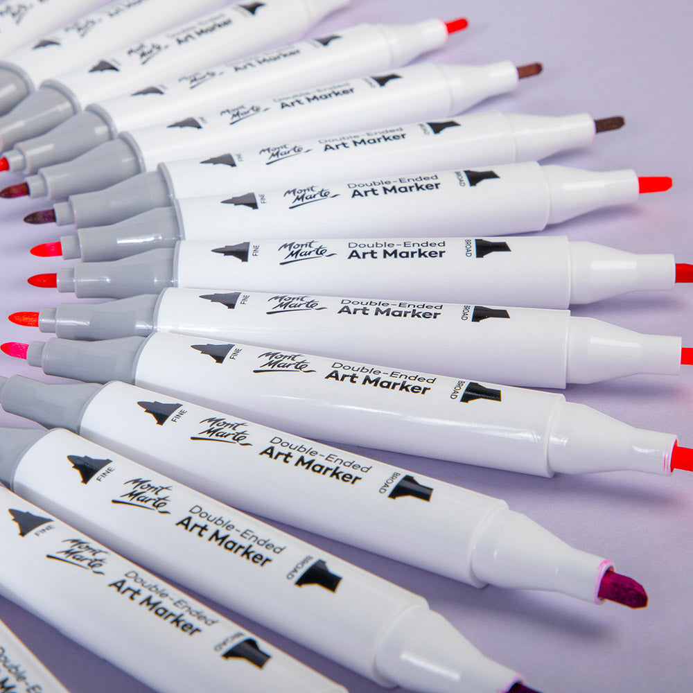 Mont Marte Double-Ended Art Markers 48pc Case Set for Illustration, Manga & Colouring