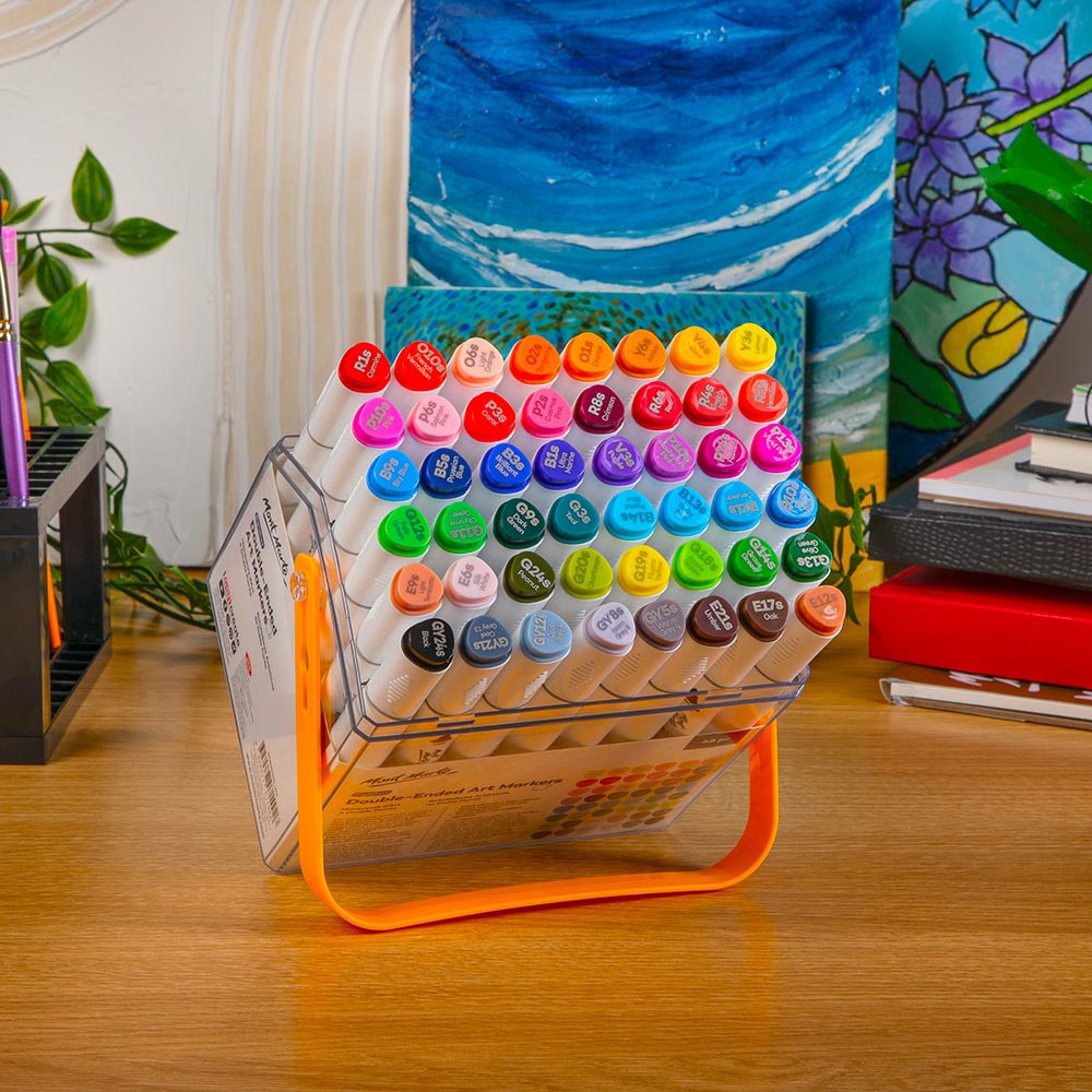 Mont Marte Double-Ended Art Markers 48pc Case Set for Illustration, Manga & Colouring