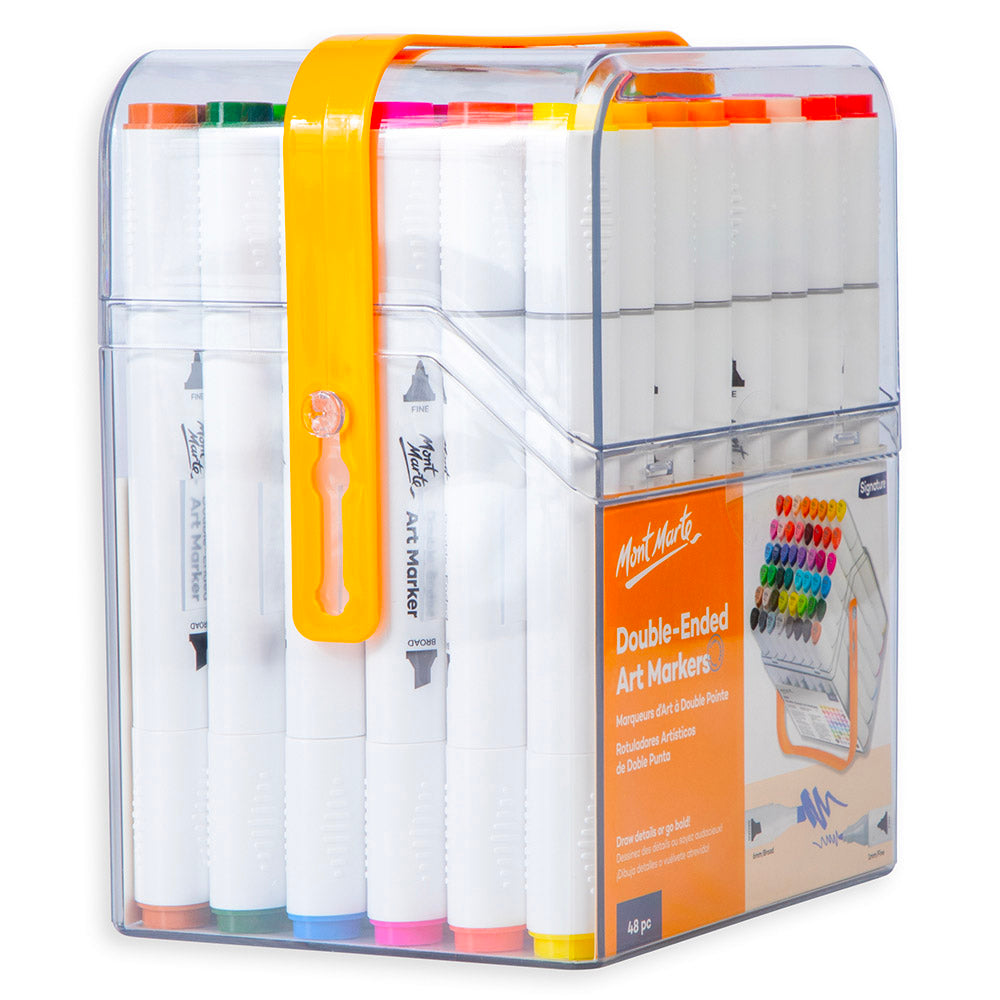 Mont Marte Double-Ended Art Markers 48pc Case Set for Illustration, Manga & Colouring