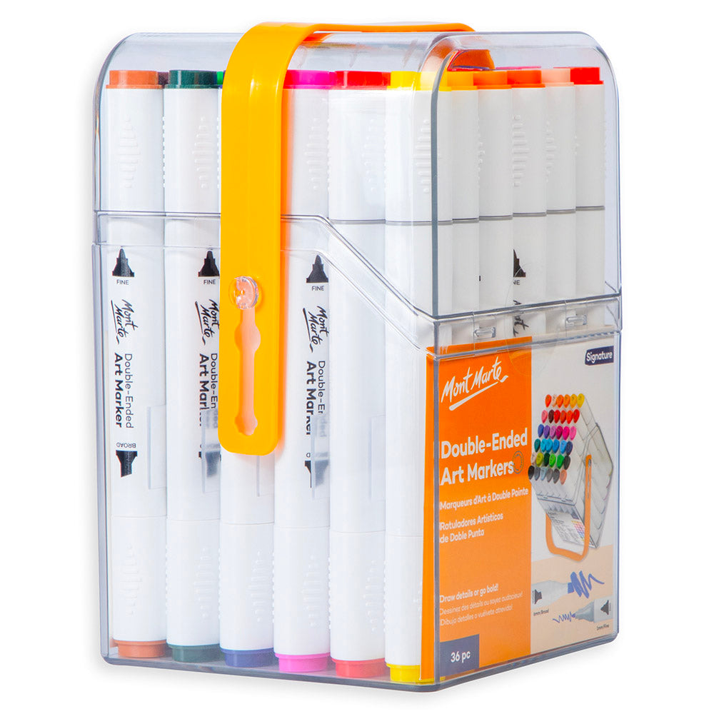 Mont Marte Double-Ended Art Markers 36pc Case Set for Sketching, Colouring & Design
