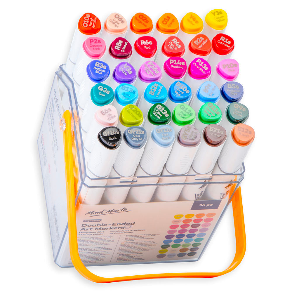 Mont Marte Double-Ended Art Markers 36pc Case Set for Sketching, Colouring & Design